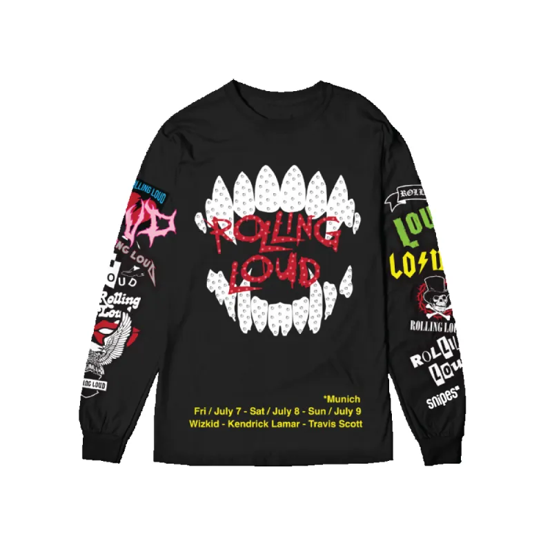 RL Munich 23 Loud Mouth Black Longsleeve sold by Rolling Loud Merch