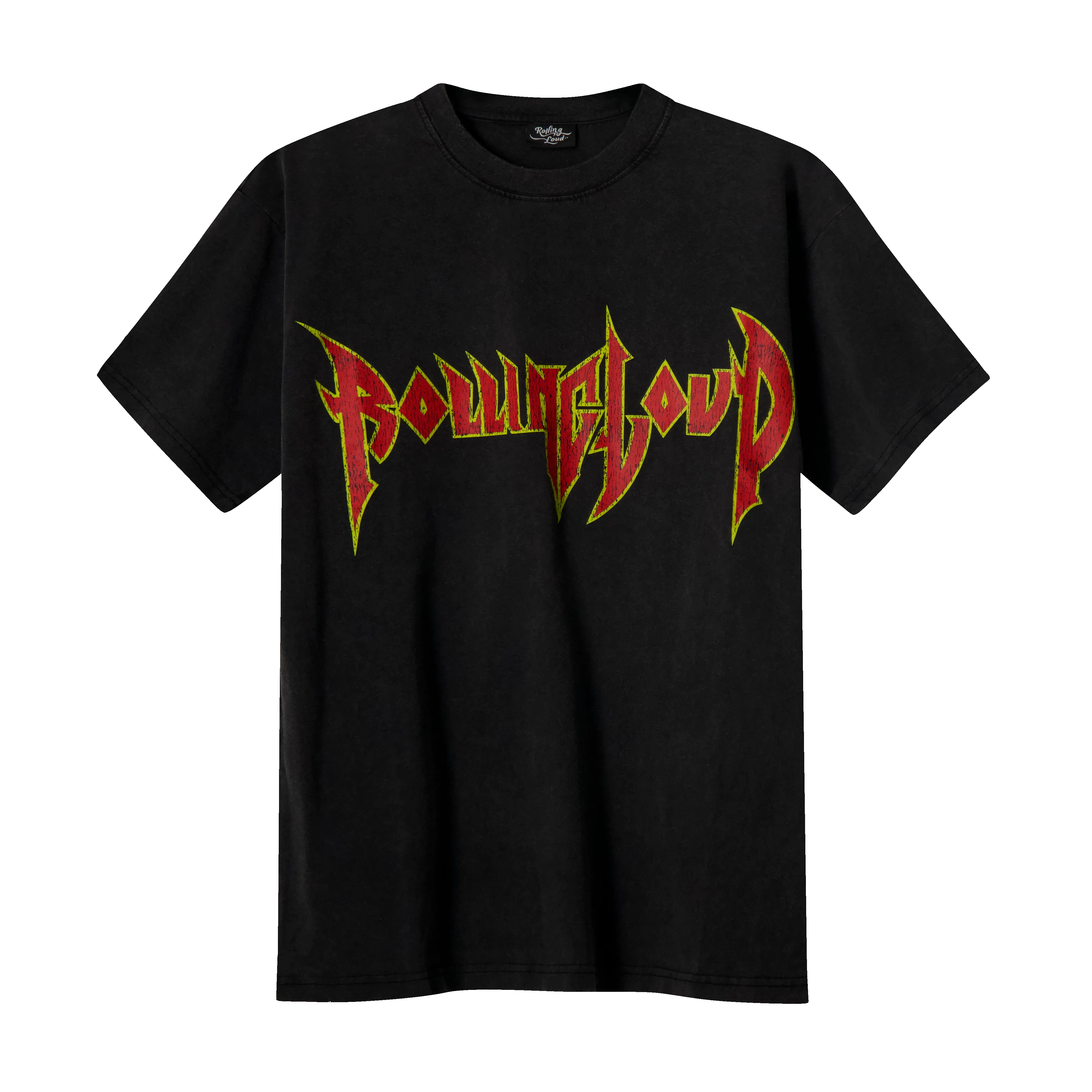 RL Metal Logo Heavy Distressed Black Tee sold by Rolling Loud Merch