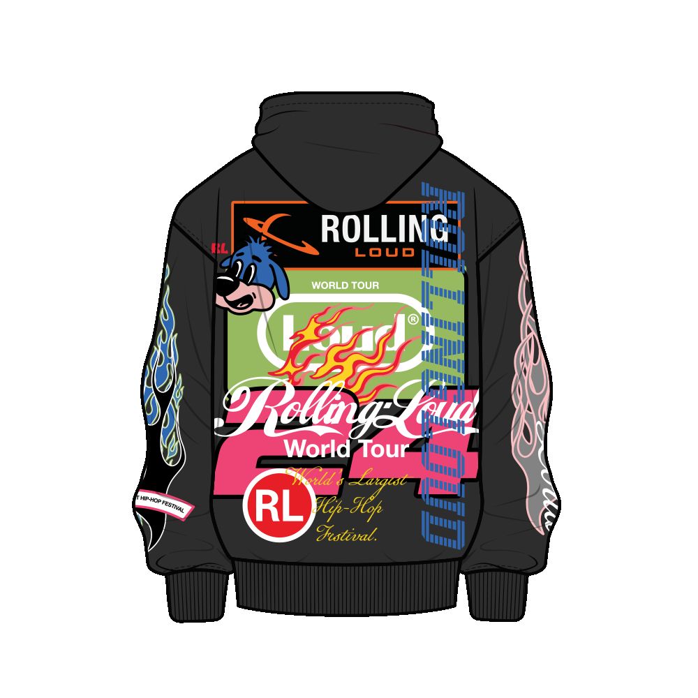 RL World Tour MC Mineral Black Zip Hoodie sold by Rolling Loud Merch product image thumbnail 2