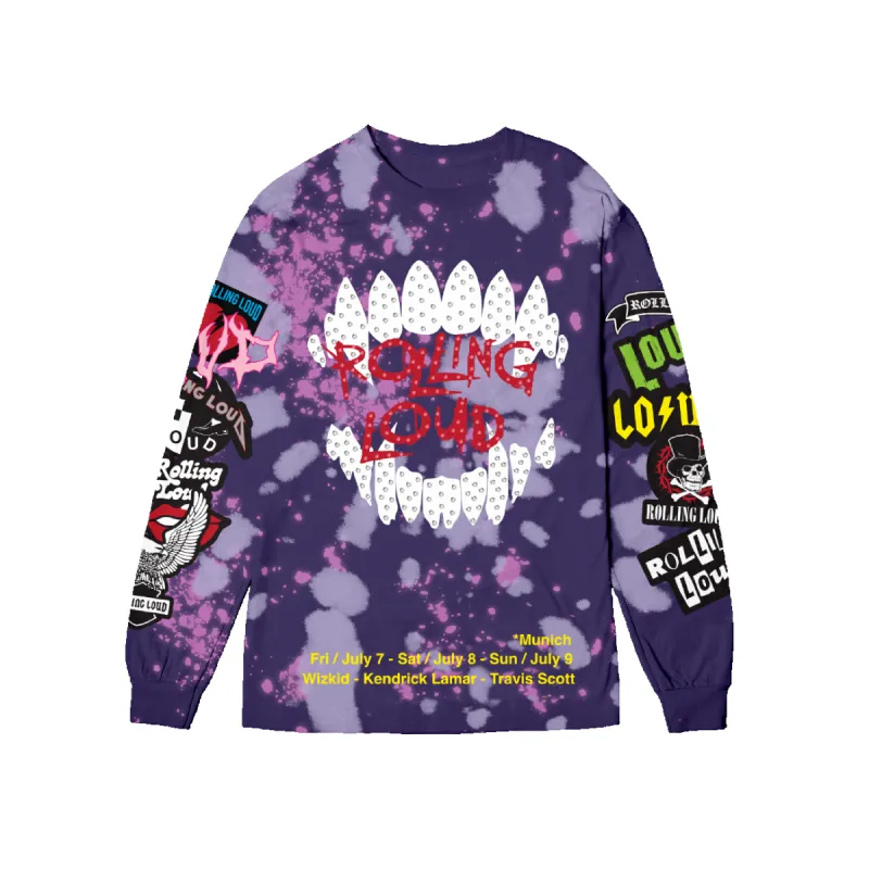 RL Munich 23 Loud Mouth Purple Tie Dye Longsleeve sold by Rolling Loud Merch