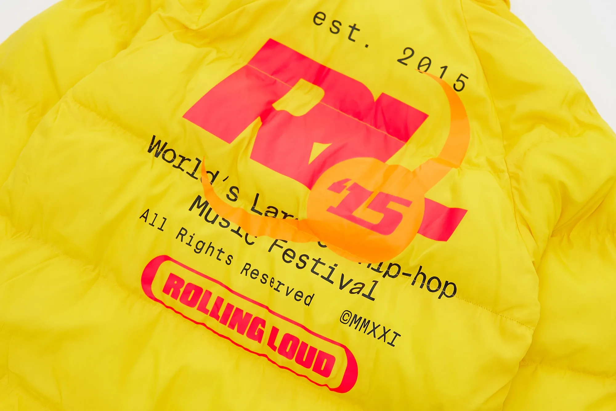 Loud Yellow Puffer Jacket sold by Rolling Loud Merch product image thumbnail 4