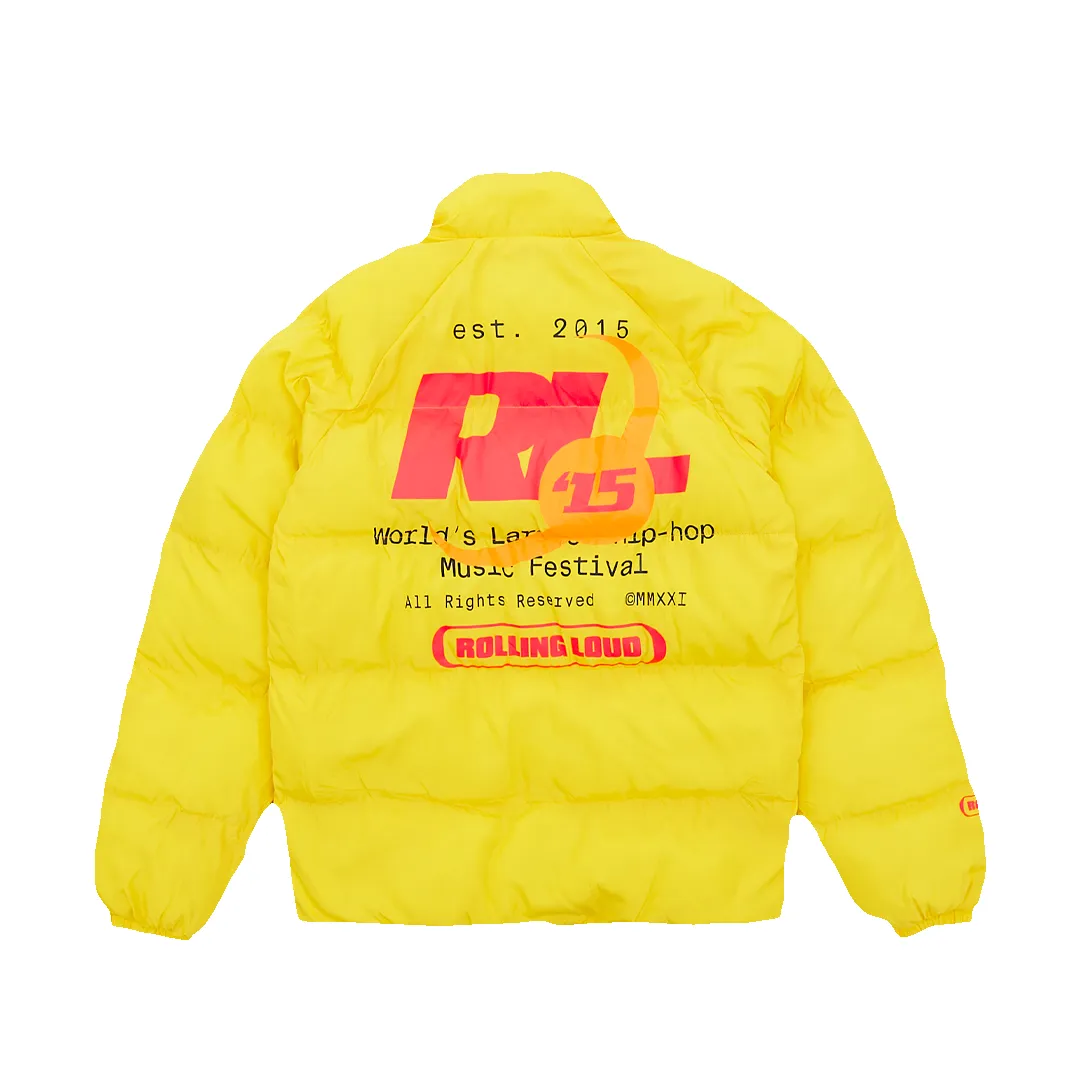 Loud Yellow Puffer Jacket sold by Rolling Loud Merch product image thumbnail 2