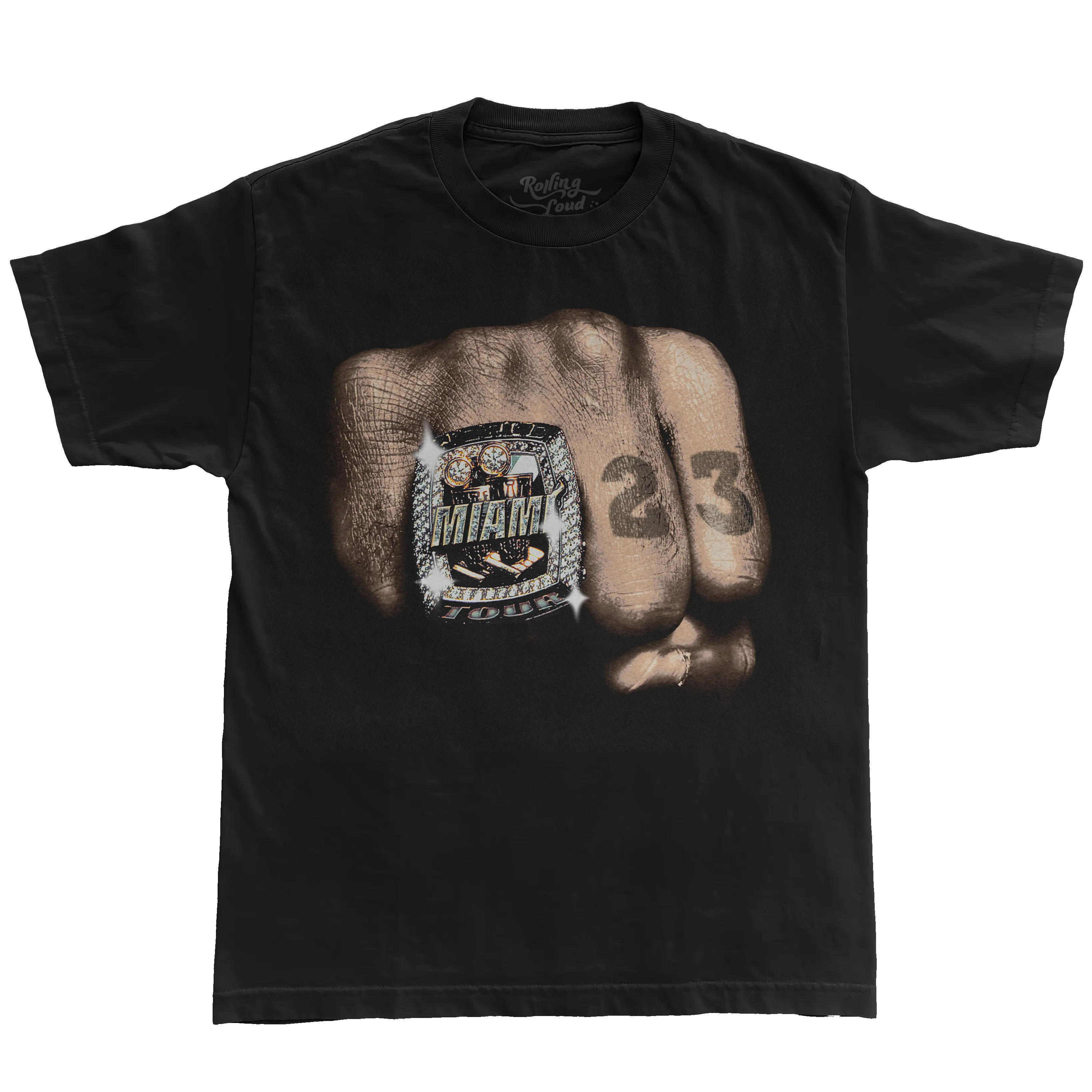 RL Miami 23 Black Rings Lineup Tee sold by Rolling Loud Merch