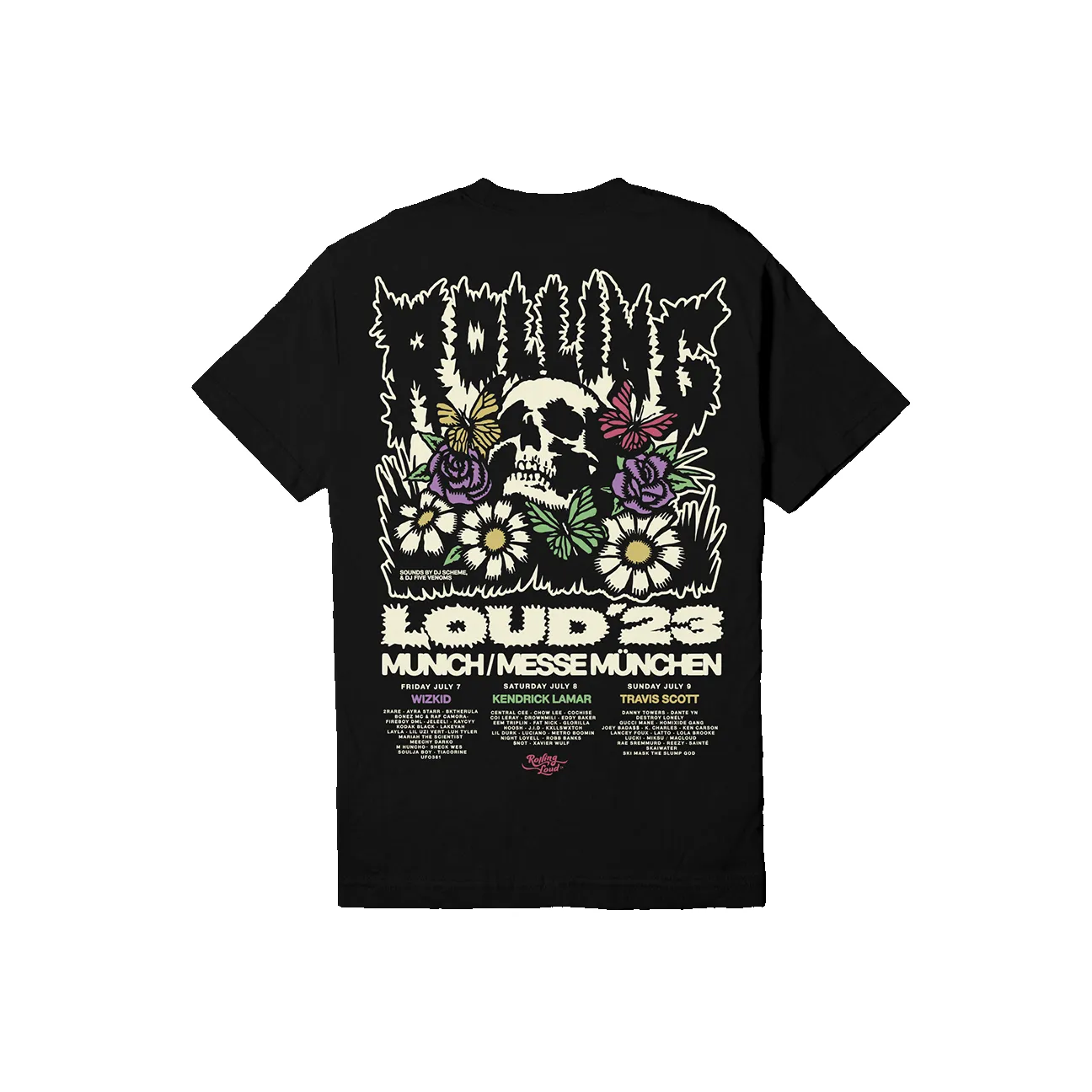 RL Munich 23 Dead Bed Black Lineup Tee sold by Rolling Loud Merch