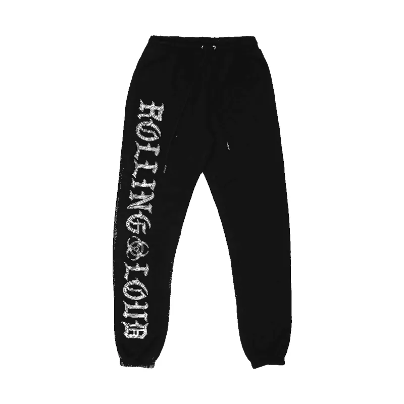 OE Heavyweight Embroidered Black Sweatpants sold by Rolling Loud Merch