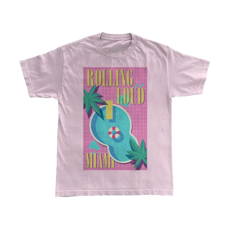 RL Pool Party T Shirt Pink Miami 22 sold by Rolling Loud Merch