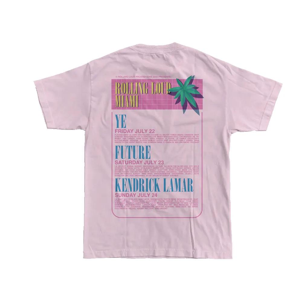 RL Pool Party T Shirt Pink Miami 22 sold by Rolling Loud Merch product image thumbnail 2
