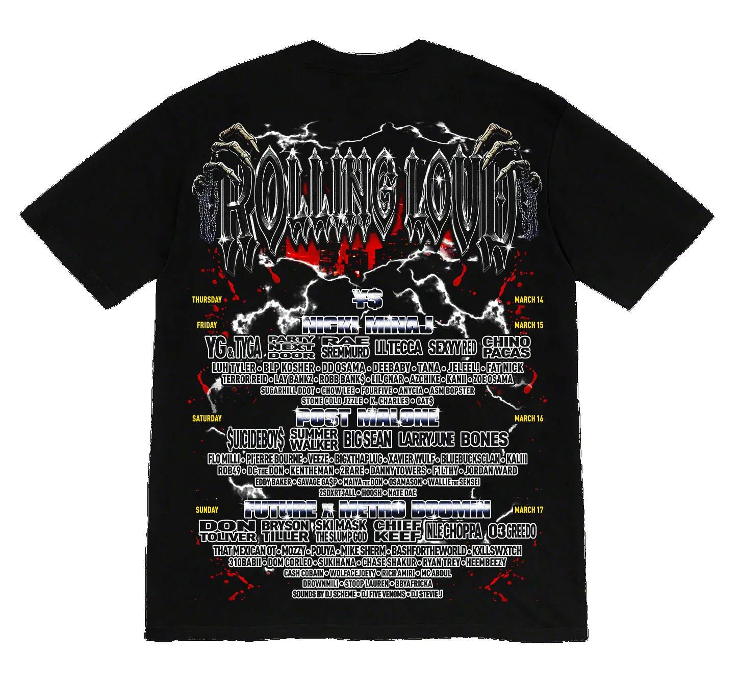 RL LA 24 Pinhead Black Lineup Tee sold by Rolling Loud Merch product image thumbnail 2
