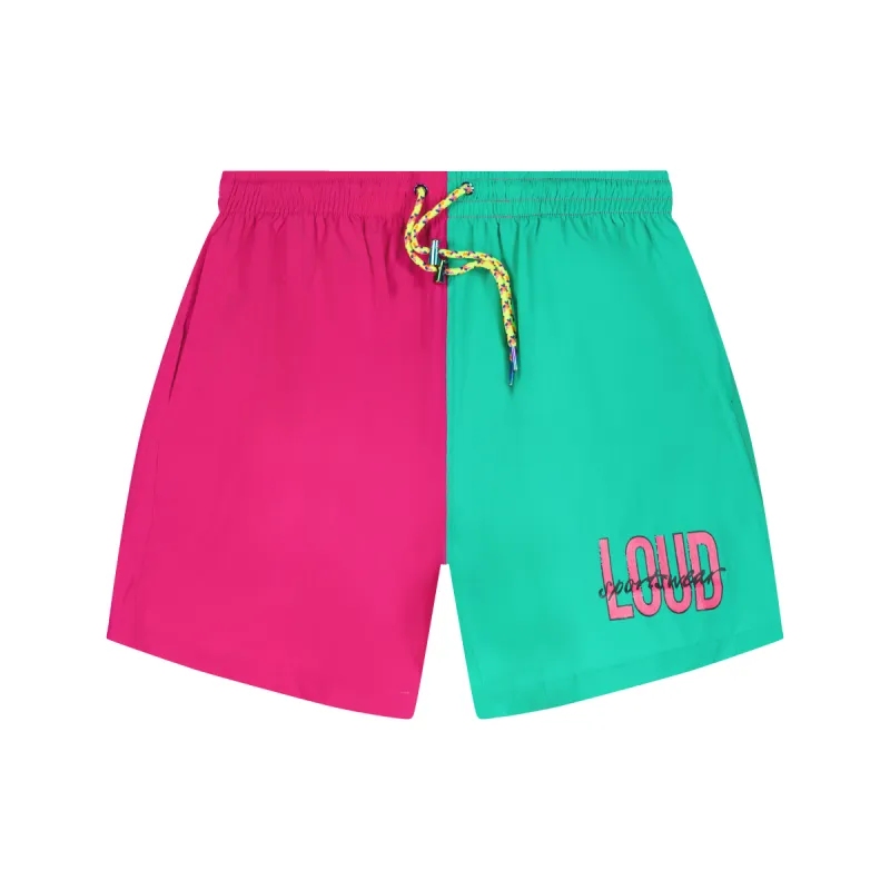 RL Loud Pink/Teal Split Shorts sold by Rolling Loud Merch