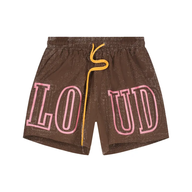 RL Loud Brown Nylon Shorts sold by Rolling Loud Merch