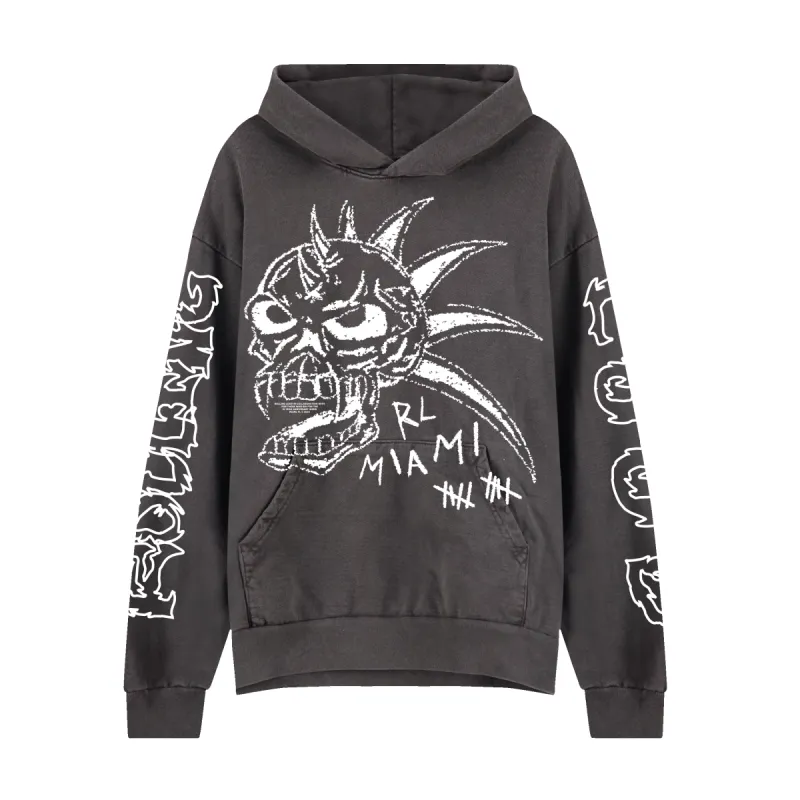 RL X FTWS Miami 24 Skull Vintage Black Lineup Hoodie sold by Rolling Loud Merch
