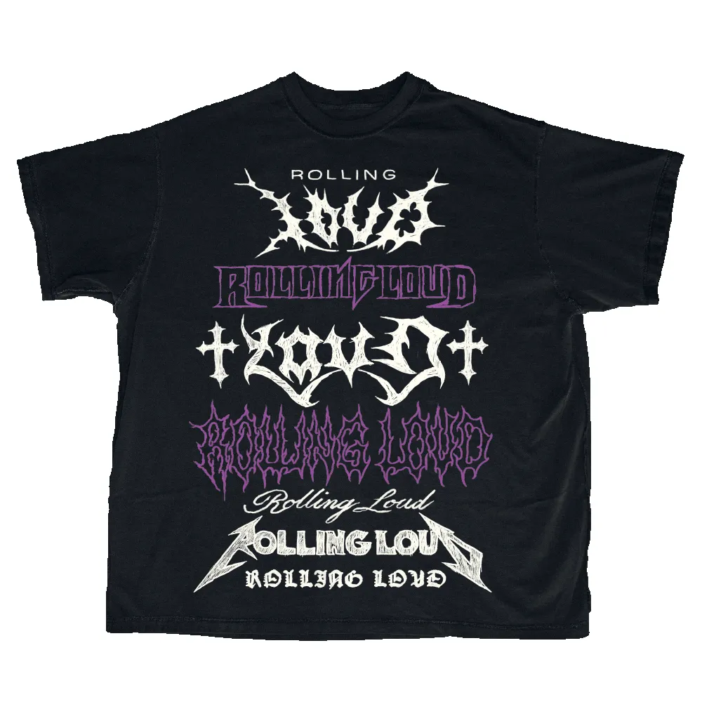 RL Miami 24 Loud Fonts Headliner Drop Shoulder Tee sold by Rolling Loud Merch