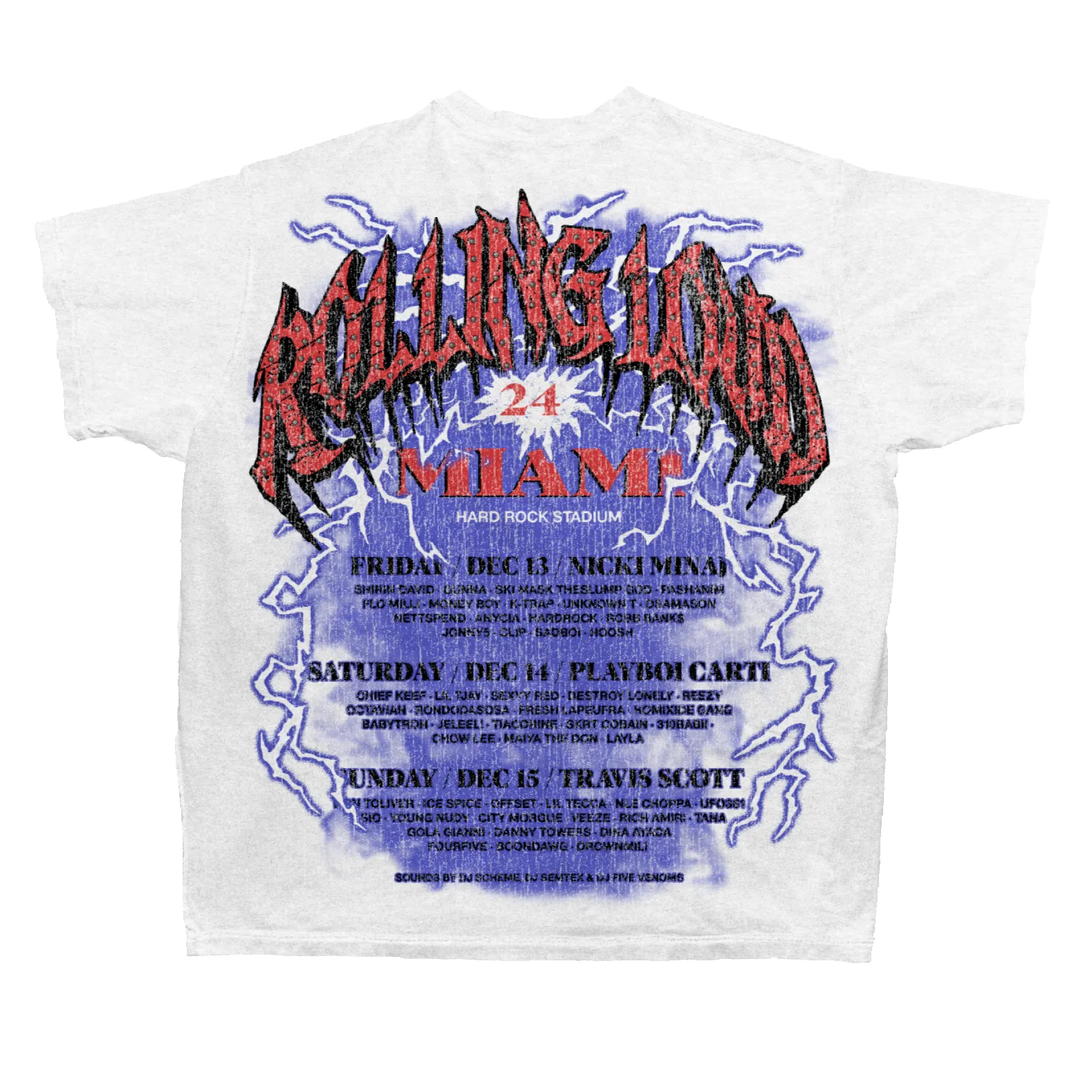 RL Miami 24 Pre-Sale Exclusive Horsepower White Lineup Tee sold by Rolling Loud Merch