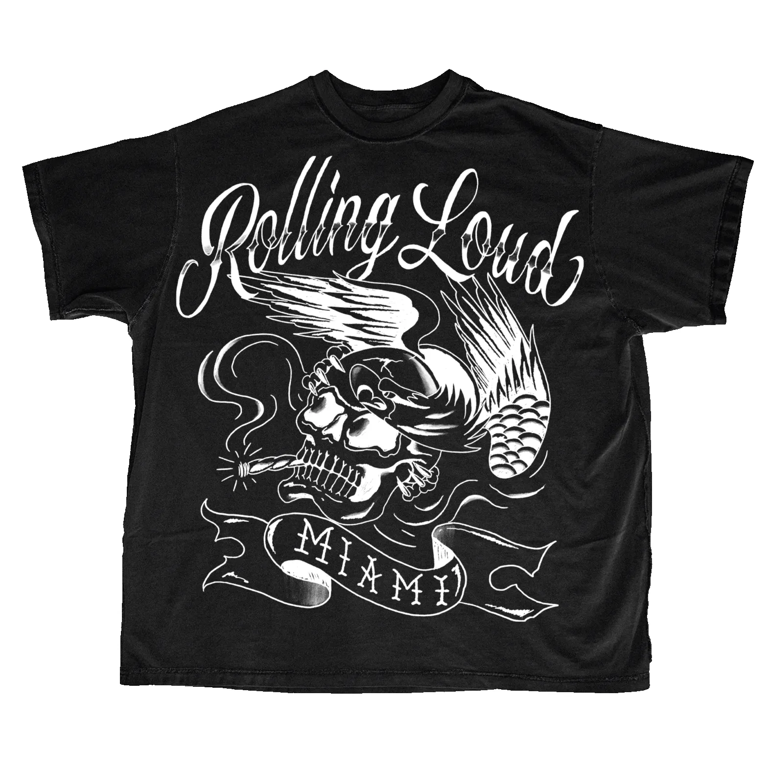 RL Miami 24 Pre-Sale Exclusive Ripper Skull Black Tee sold by Rolling Loud Merch