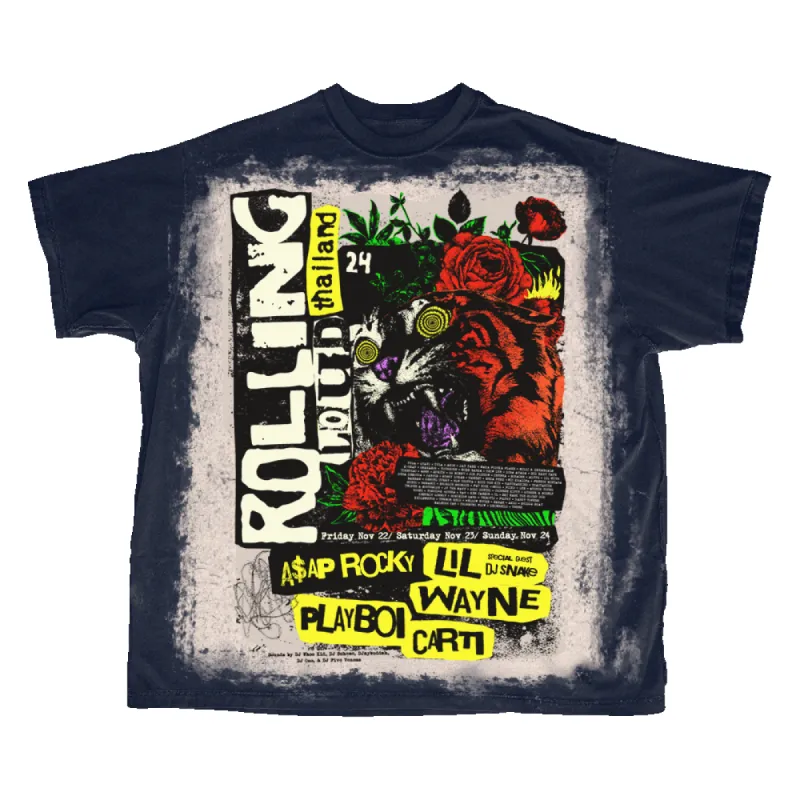 RL Thailand 24 Twisted Tiger Navy Lineup Tee sold by Rolling Loud Merch