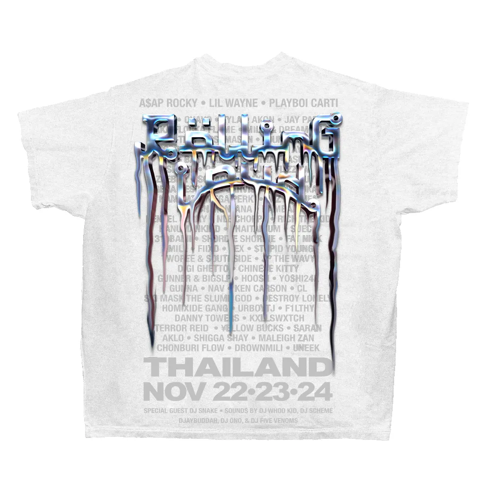 RL Thailand 24 Oil Slick 3M White Lineup Tee sold by Rolling Loud Merch product image thumbnail 2