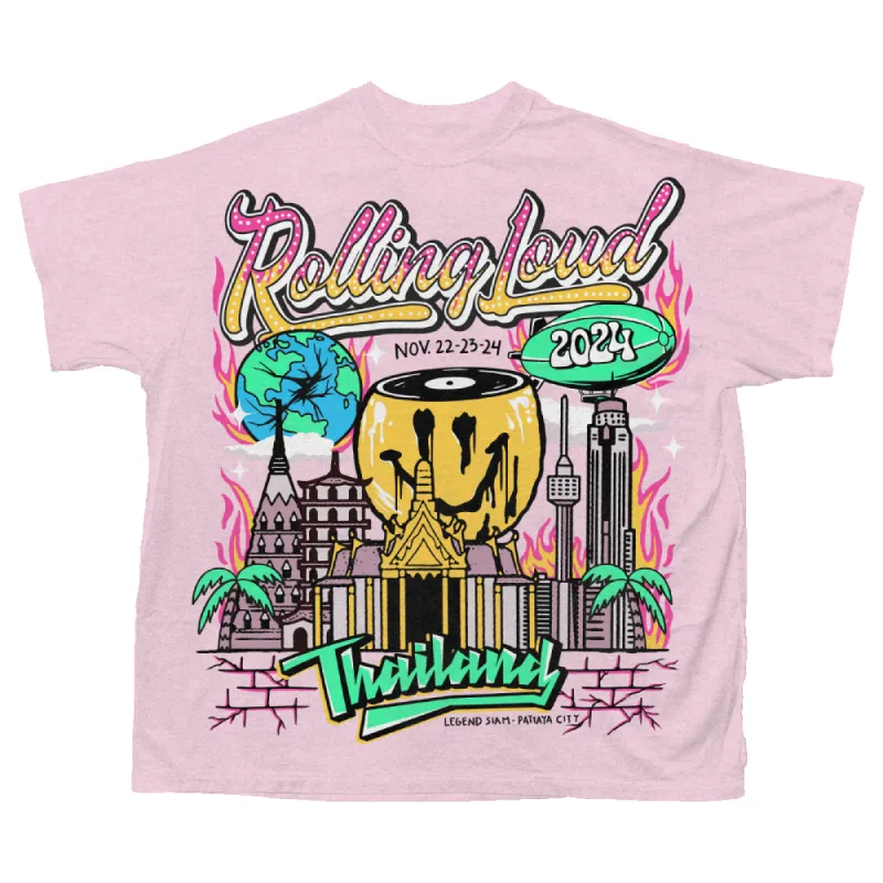 RL Thailand 24 Headwave Pink Lineup Tee sold by Rolling Loud Merch