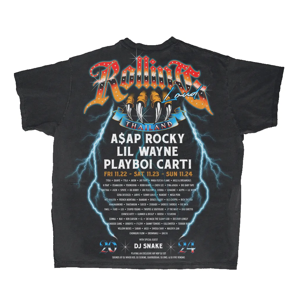 RL Thailand 24 Condor Washed Black Lineup Tee sold by Rolling Loud Merch product image thumbnail 2