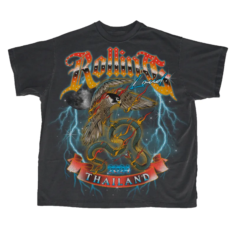 RL Thailand 24 Condor Washed Black Lineup Tee sold by Rolling Loud Merch
