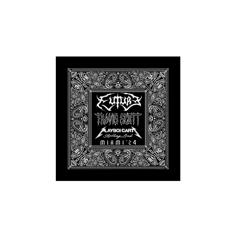 RL Miami 24 Paisley Black Bandana sold by Rolling Loud Merch