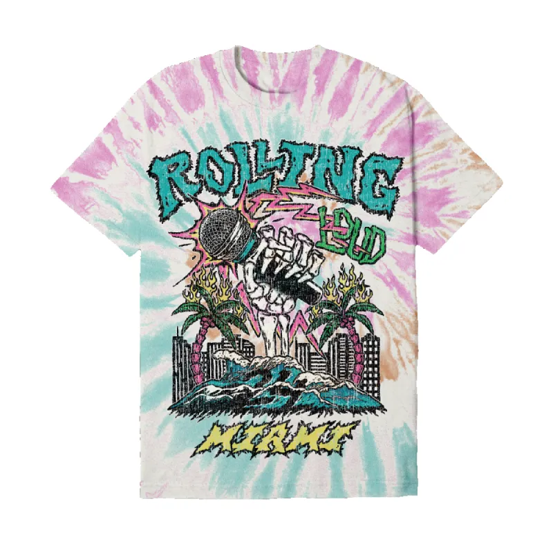 RL Miami 24 Takeover Tiedye Lineup Tee sold by Rolling Loud Merch