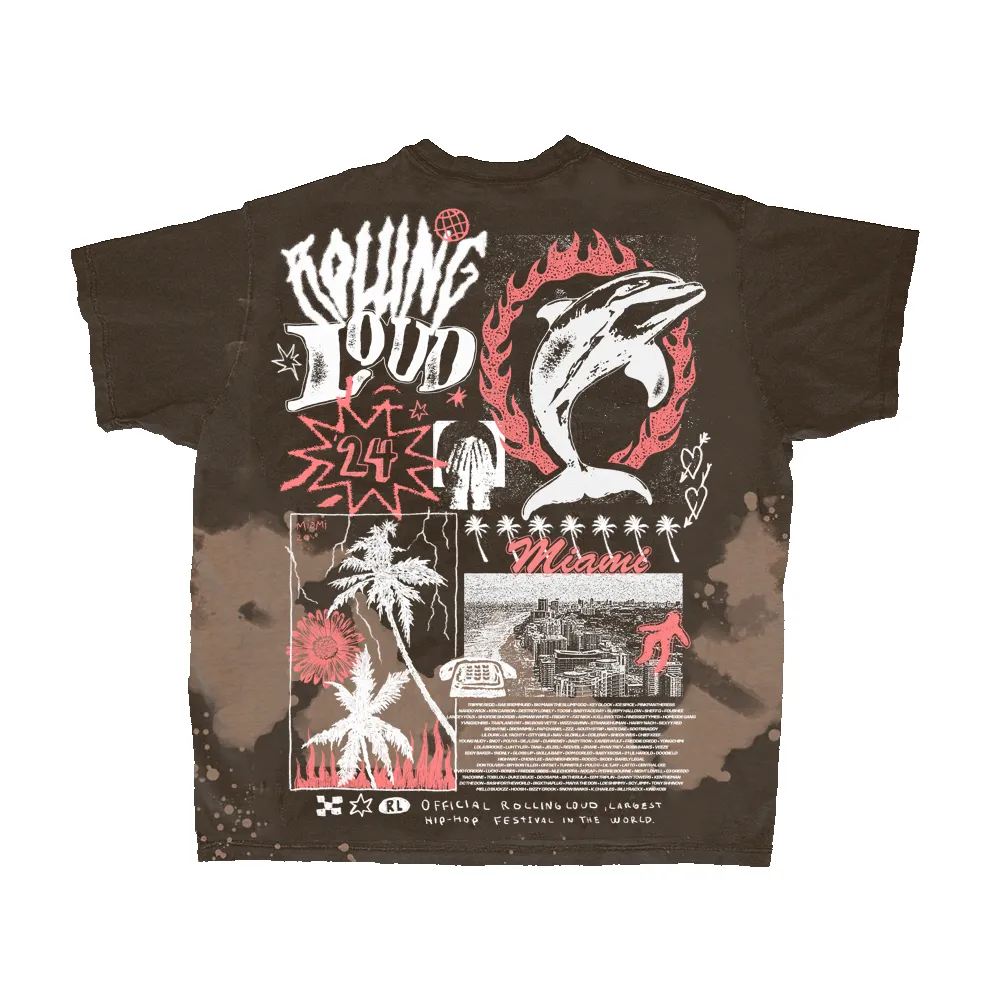 RL Miami 24 Threshold Brown Tiedye Lineup Tee sold by Rolling Loud Merch product image thumbnail 2