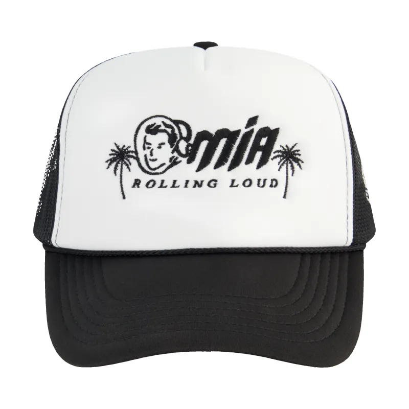 RL X BBC Astro Miami Black & White Trucker Hat sold by Rolling Loud Merch