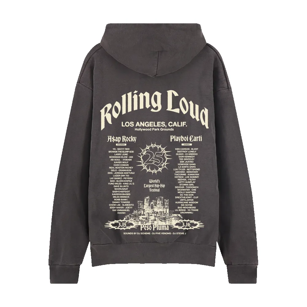 RL LA 25 Black Lineup Hoodie sold by Rolling Loud Merch product image thumbnail 2