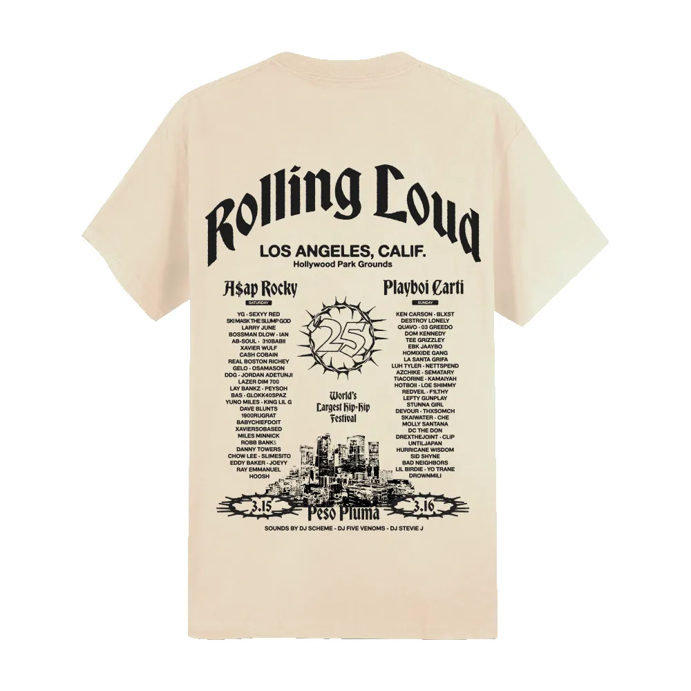 RL LA 25 Ivory Lineup Tee sold by Rolling Loud Merch product image thumbnail 2