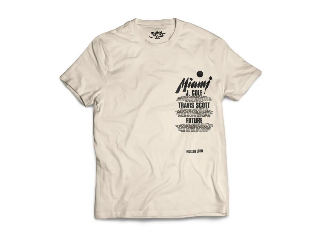 Rolling Loud Miami Tan Lineup Tee sold by Rolling Loud Merch