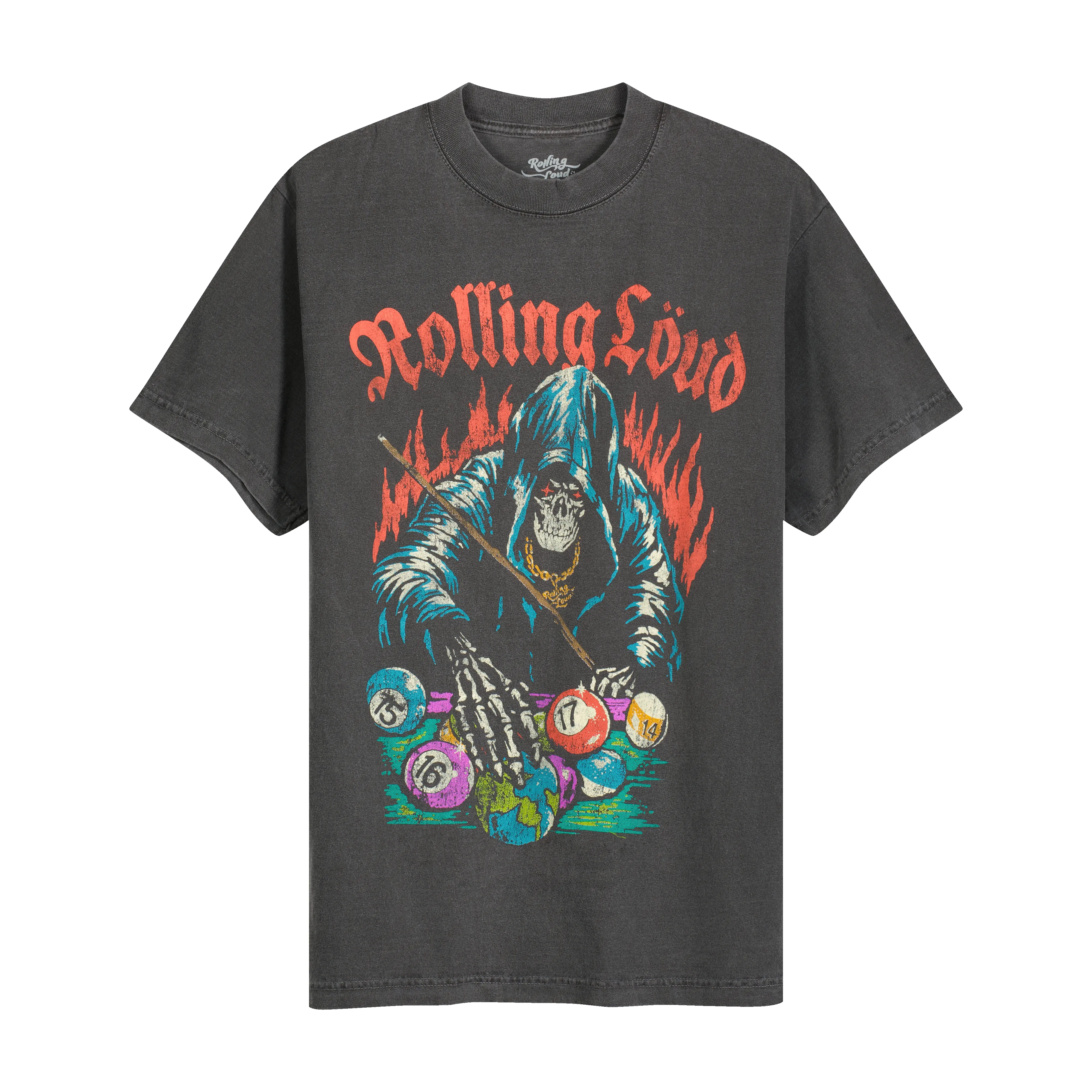 RL Rack Em Up Washed Black Lineup Tee sold by Rolling Loud Merch
