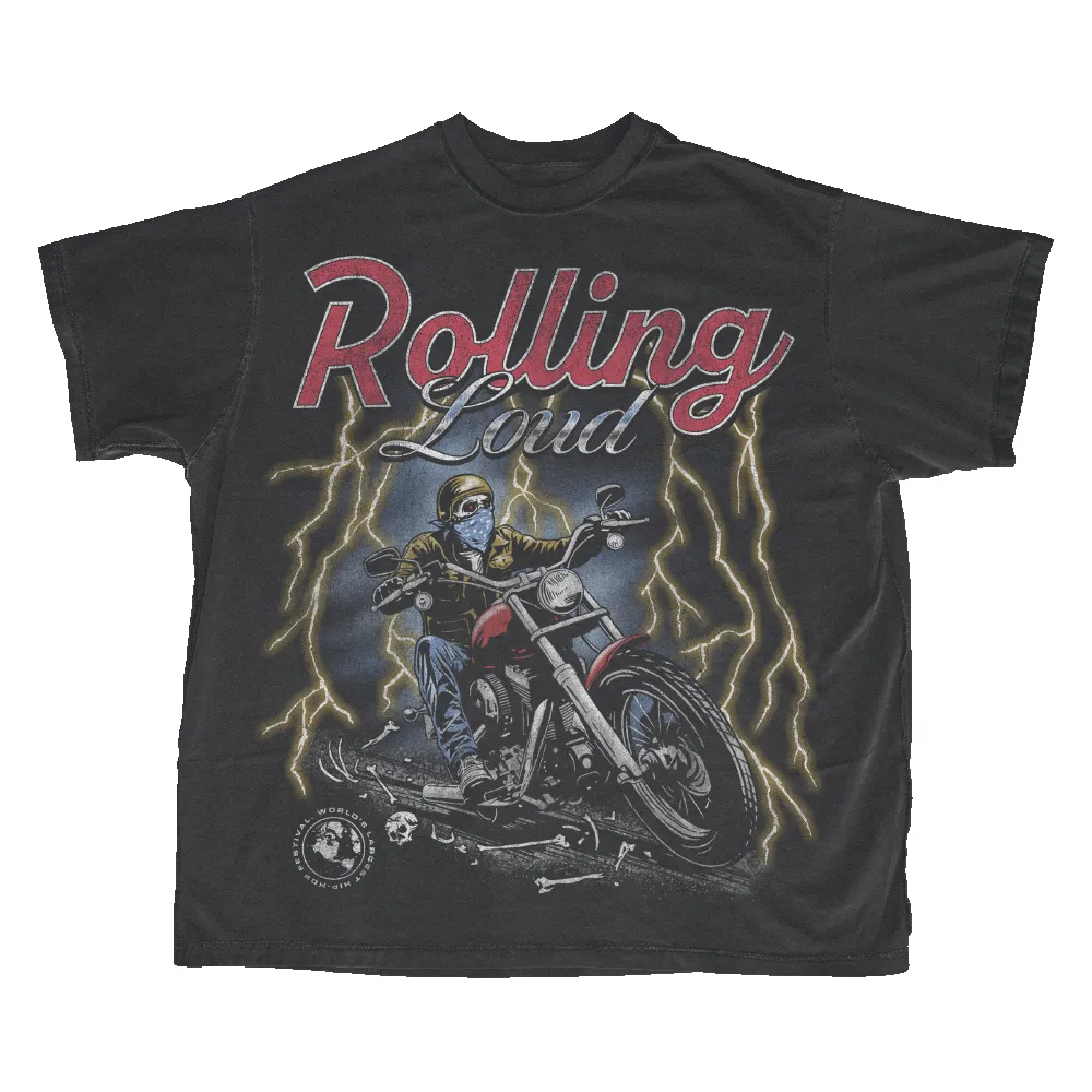 RL On The Road Washed Black Lineup Tee sold by Rolling Loud Merch