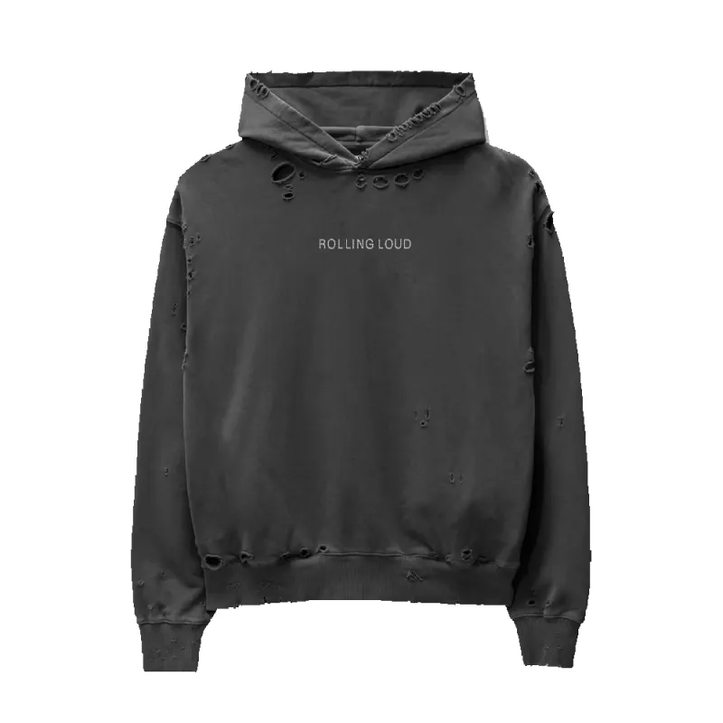 RL Rhinstone Logo Vintage Black Hoodie sold by Rolling Loud Merch
