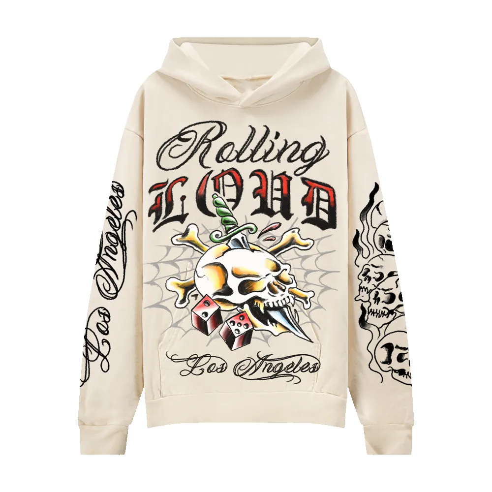 RL LA 25 Tattoo Ivory Lineup Hoodie sold by Rolling Loud Merch