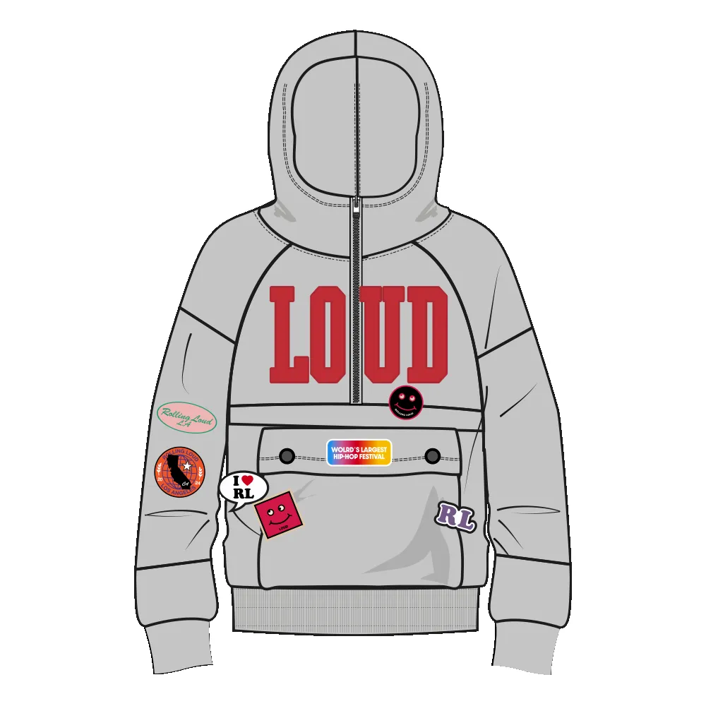 RL Patched Up Heather Grey Quarter Zip sold by Rolling Loud Merch
