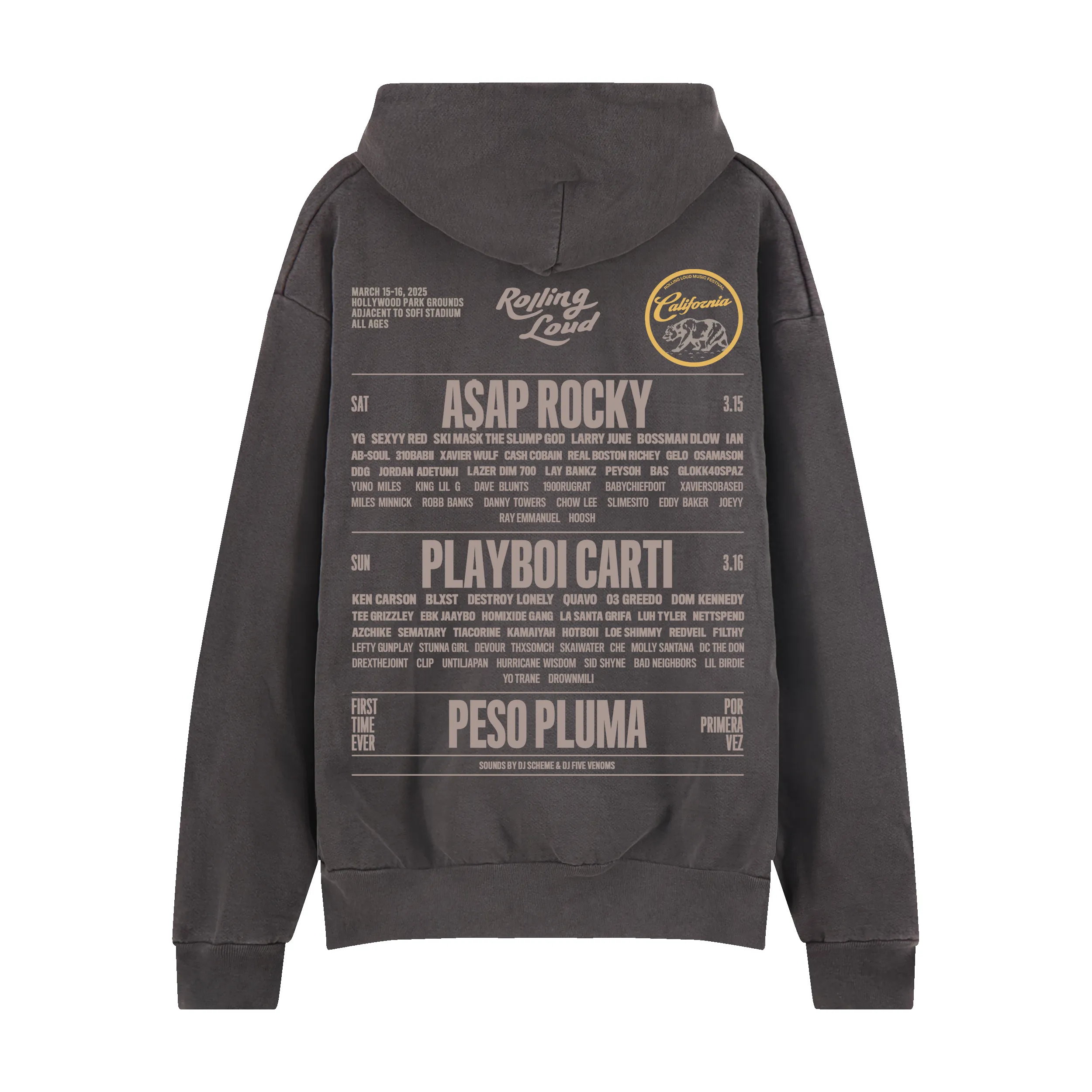 RL LA 25 Admat Pigment Black Lineup Hoodie sold by Rolling Loud Merch product image thumbnail 2