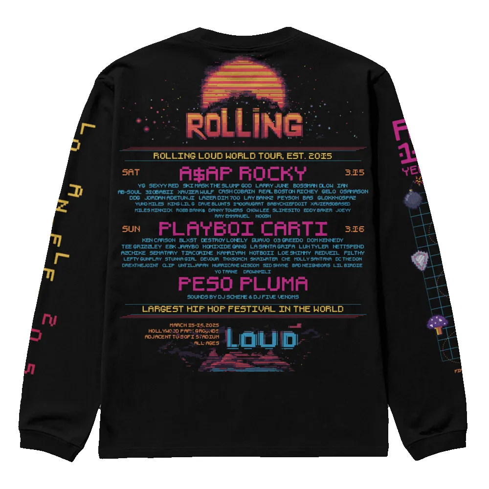 RL LA 25 Race Galaxy Black Lineup Longsleeve sold by Rolling Loud Merch product image thumbnail 2