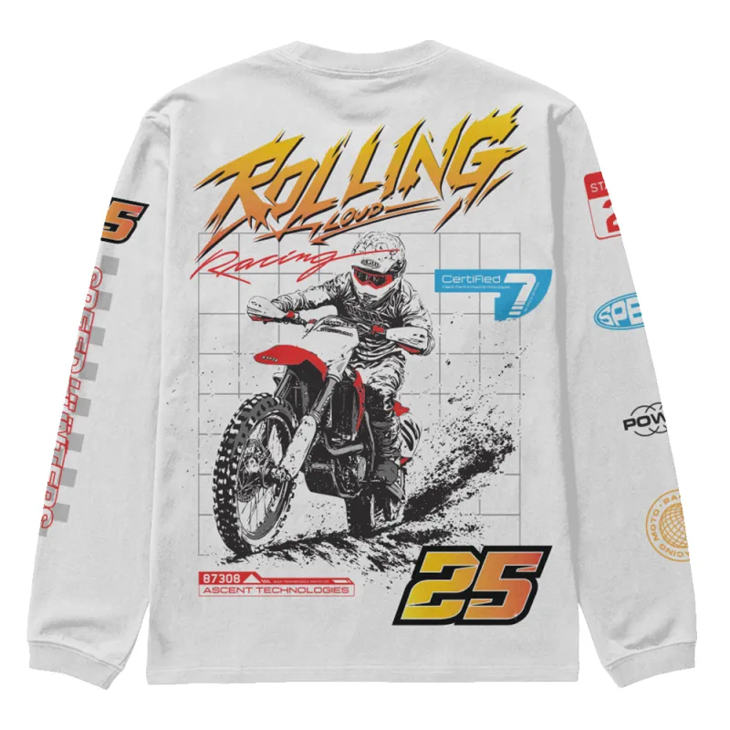 RL LA 25 Moto Cross White Longsleeve sold by Rolling Loud Merch