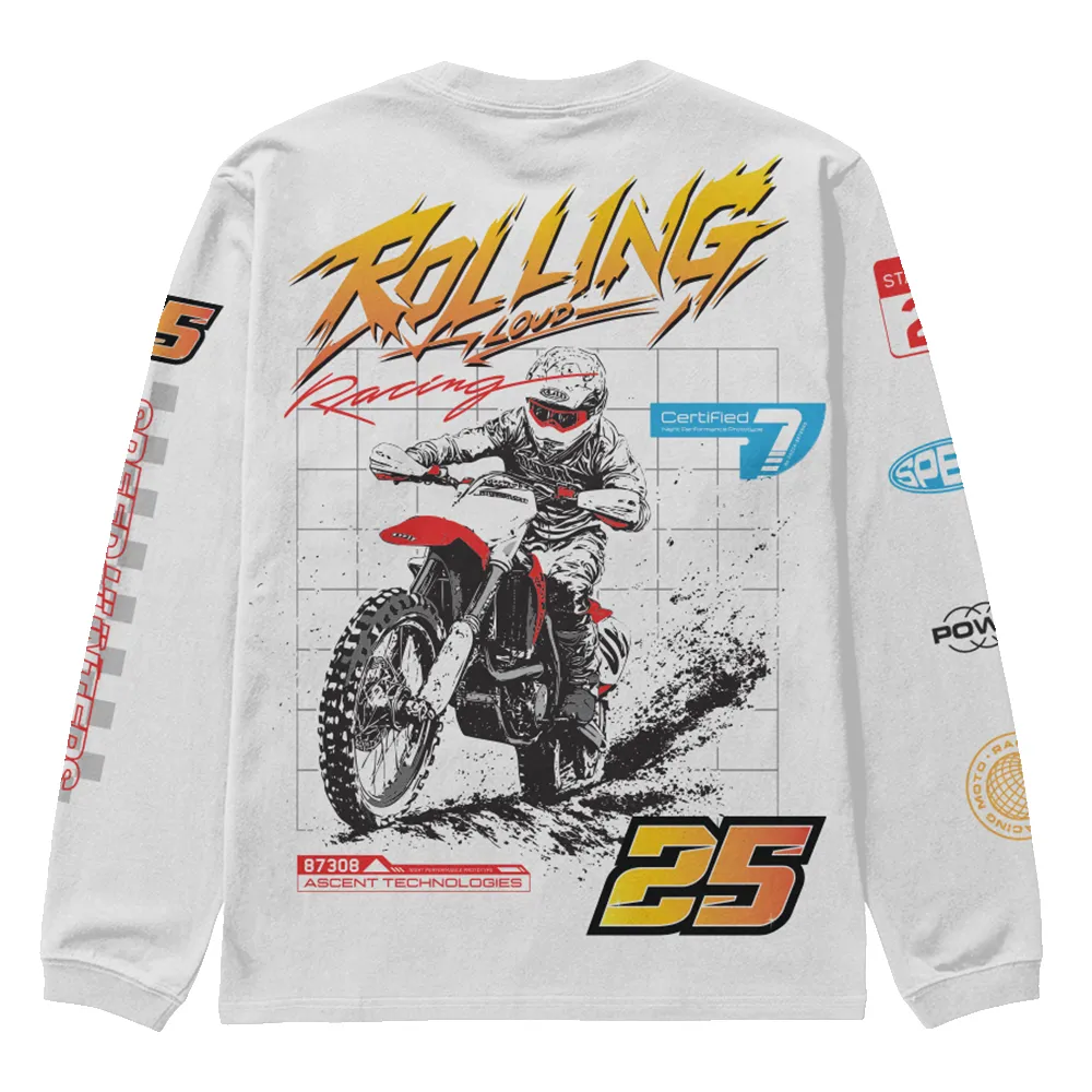 RL LA 25 Moto Cross White Longsleeve sold by Rolling Loud Merch