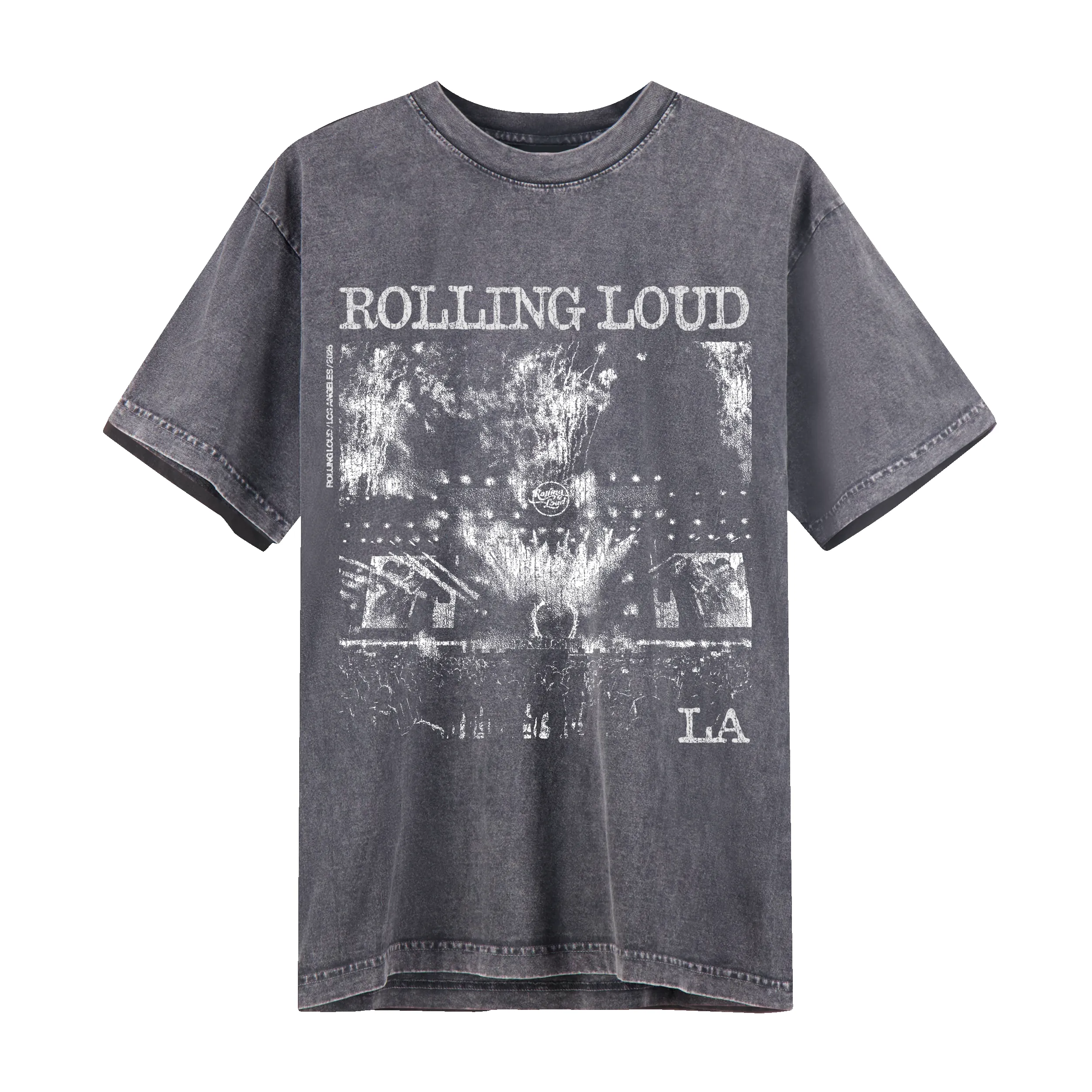 RL LA 25 Photo Vintage Black Lineup Tee sold by Rolling Loud Merch
