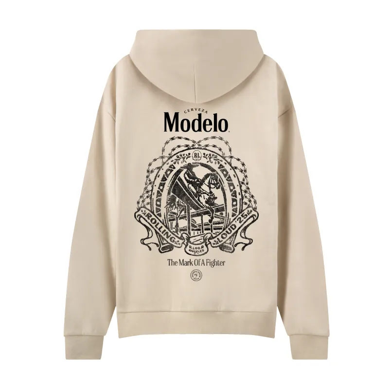 RL X Modelo Concrete Cowboy Ivory Hoodie sold by Rolling Loud Merch