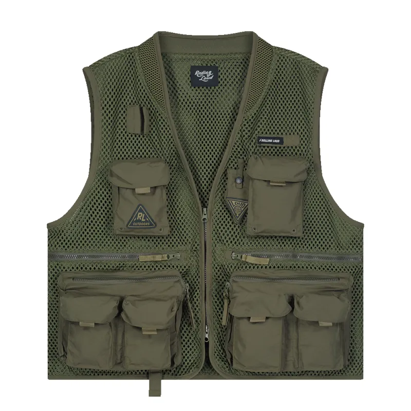 RL Olive Mesh Tactical Vest sold by Rolling Loud Merch