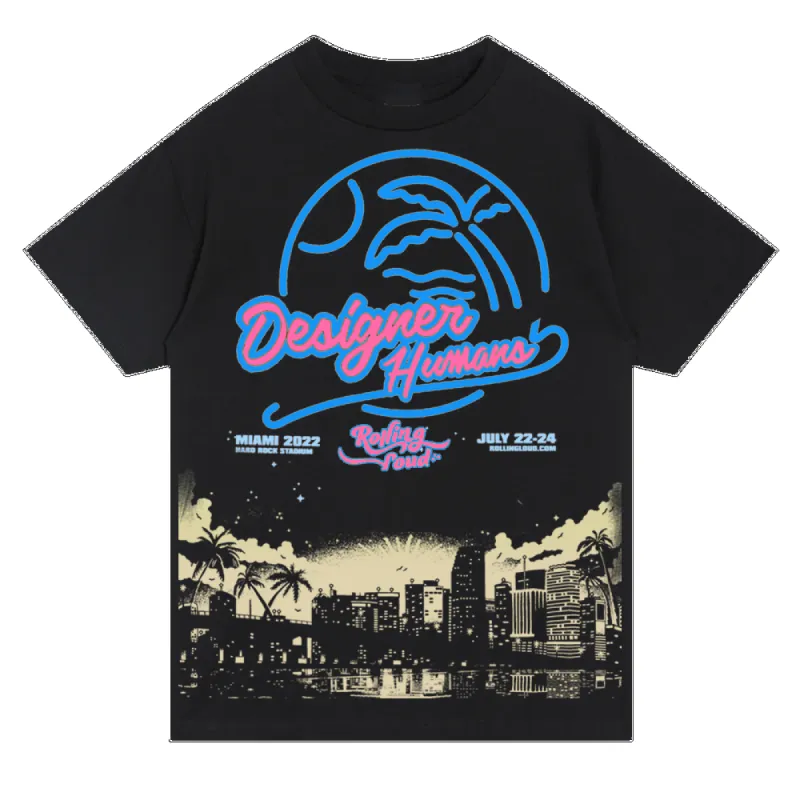 Designer Humans x Rolling Loud T Shirt Black Miami 2022 sold by Rolling Loud Merch