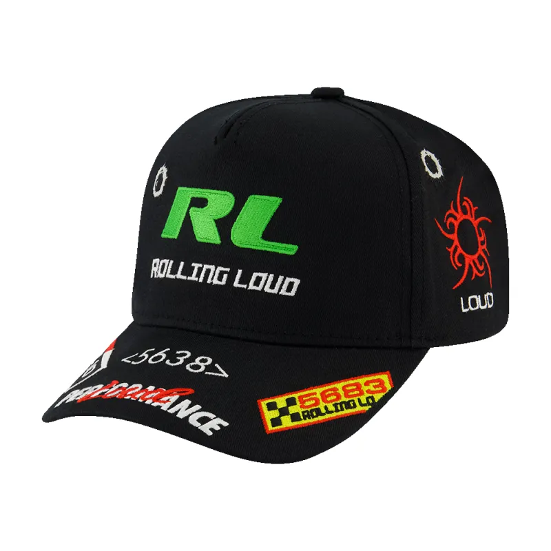 RL Black Patchwork 5 Panel Hat sold by Rolling Loud Merch