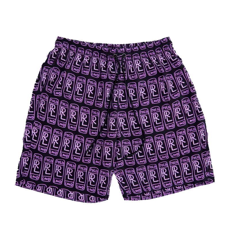 Rolling Loud x B2SS RL AOP Shorts Black/Purple sold by Rolling Loud Merch