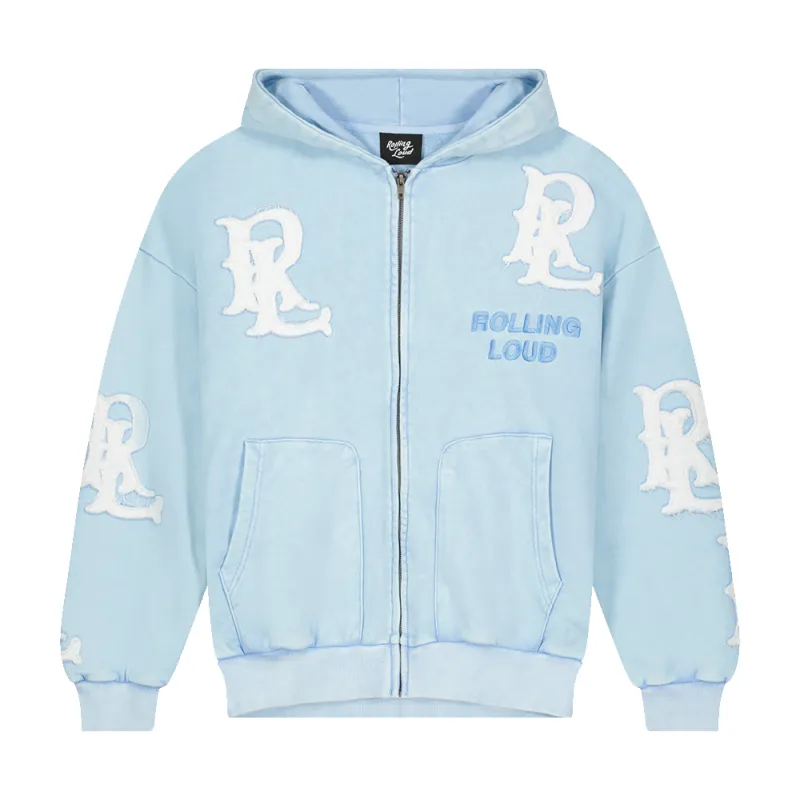 RL APPLIQUE ZIP UP HOODIE sold by Rolling Loud Merch