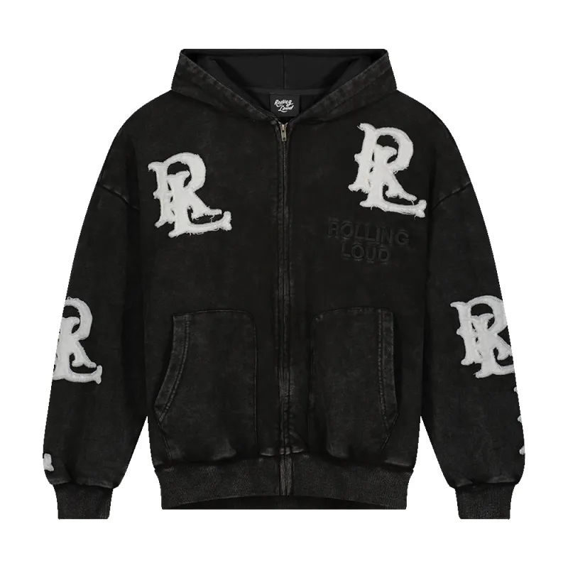 RL APPLIQUE ZIP UP HOODIE made by Rolling Loud Merch
