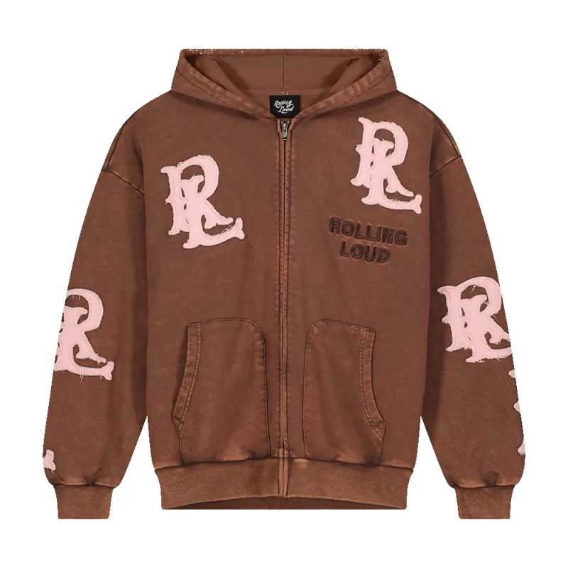 RL APPLIQUE ZIP UP HOODIE sold by Rolling Loud Merch