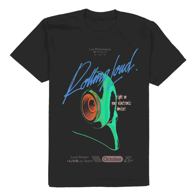 Rolling Loud Stream Vintage Black Tee sold by Rolling Loud Merch