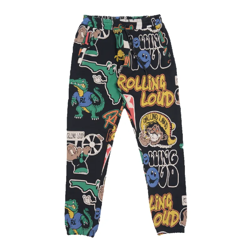 RL Miami 22 Classic AOP Black PO Joggers sold by Rolling Loud Merch